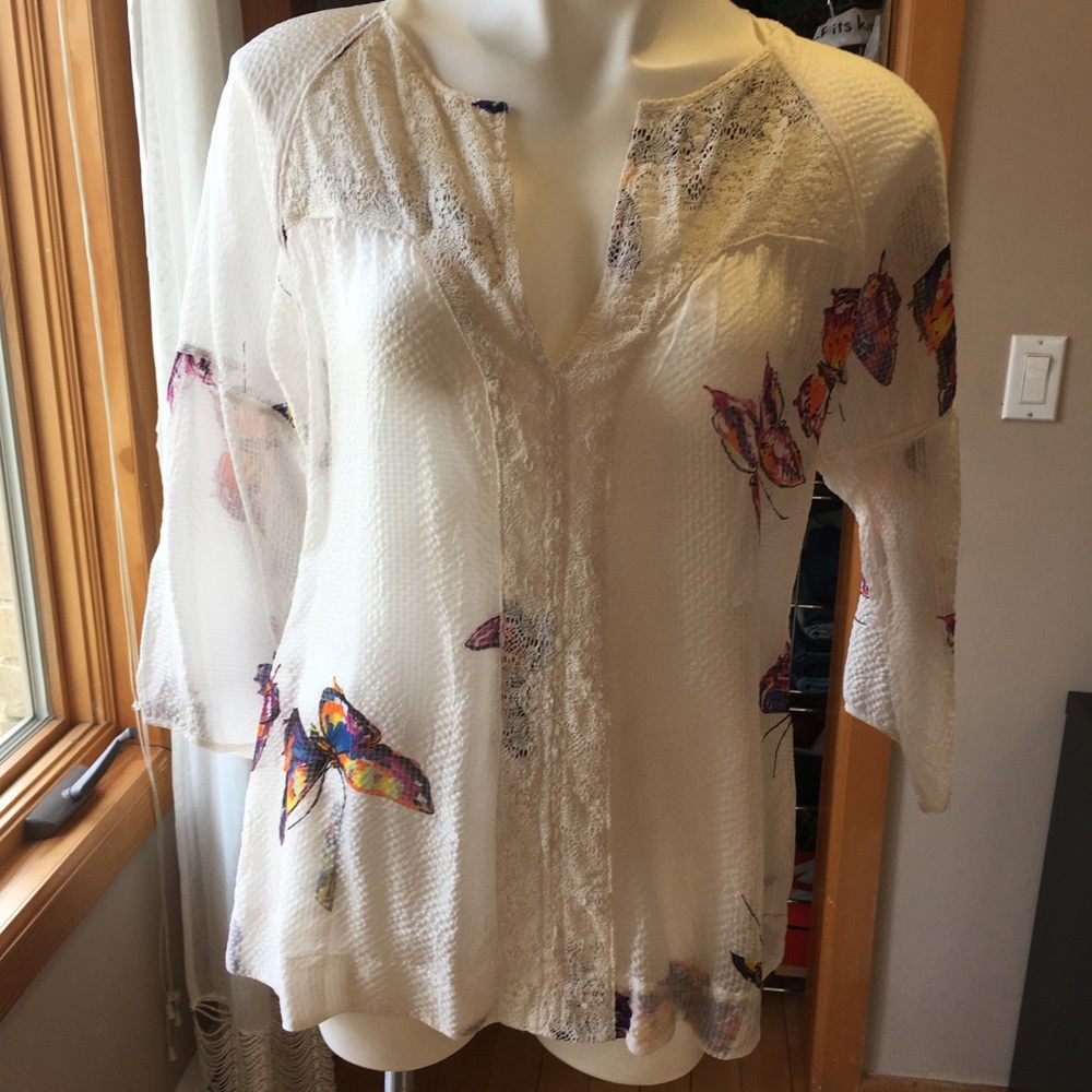 Silk and lace butterfly top